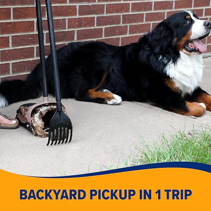 Arm & Hammer Dog Pooper Scooper Swivel Bin & Rake, Poop Scoop for Dogs, Black (2 Heavy Duty Scented Waste Bags Included)-Mewly Pet
