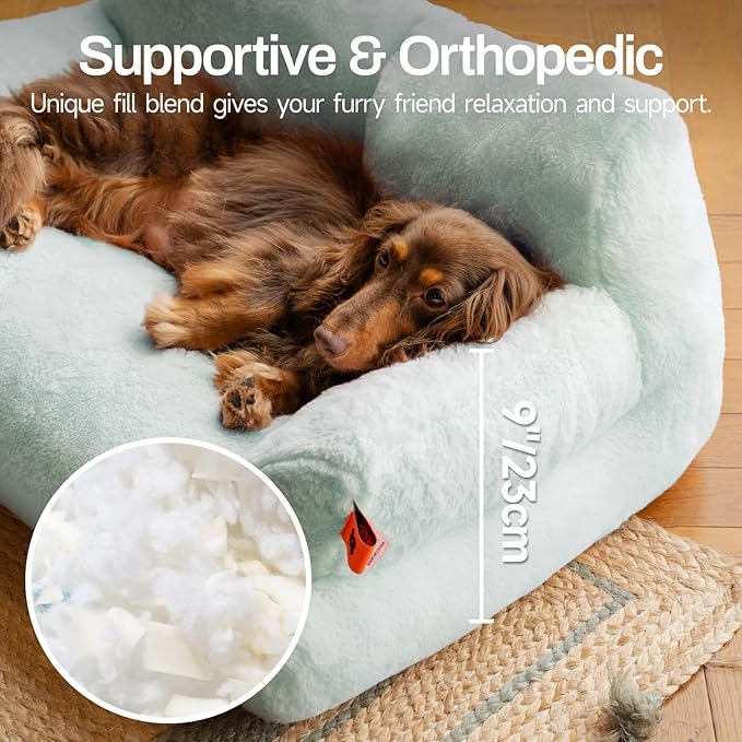 MEWOOFUN Cat Bed for Indoor Cats, Washable Dog Beds for Small Dogs & Cats, Fluffy Cat Couch with Non-Slip Bottom (Blue, 26.0" L x 19.0" W x 13.0" Th)-Mewly Pet