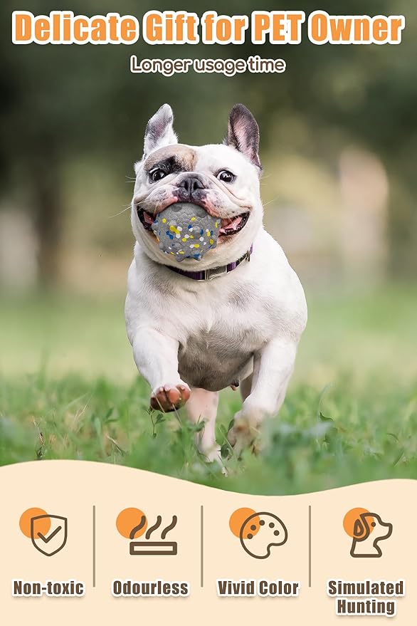 2.36'' Dog Balls for Dogs Aggressive Chewers Indestructible Tennis Durable Bouncy Interactive Dog Toy Balls for Fetch Game Floating Training(Grey Medium)-Mewly Pet