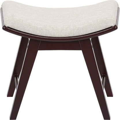 URFORESTIC Oak Wood Vanity Stool, Modern Makeup Dressing Stool with Concave Seat Surface,Capacity 300lb, Easy Assembly (Brown)