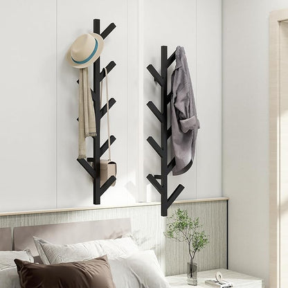Vlush Wall Mounted Metal Coat Rack with 9 Hooks Modern Minimalist & Upright Coat Rack for Hanging Clothes, Hats, Hanging Bags and Scarves Entrance Wall Iron Coat Racks (Black)