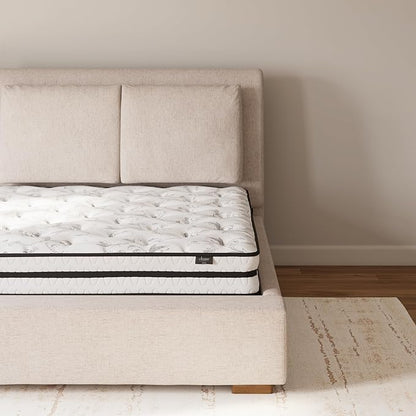 Signature Design by Ashley Queen Size Chime 8 Inch Medium Firm Innerspring Mattress with Pressure Relief Quilt Foam, Fiberglass Free, Mattress In A Box