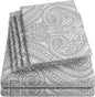 Twin Size Bed Sheets - 4 Piece 1500 Supreme Collection Fine Brushed Microfiber Deep Pocket Twin Sheet Set Bedding - 1 EXTRA PILLOW CASES, GREAT VALUE, Twin, Paisley Gray