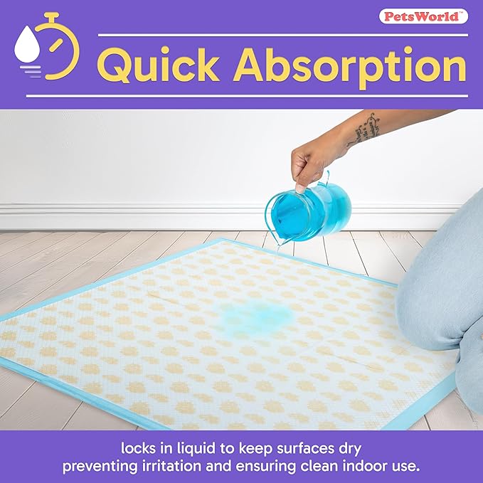 PETSWORLD Giant Dog Potty Pads, Odor-Eliminating, 36" x 36", Ultra Absorbent 5-Layer Leak-Proof Training Pads for Dogs & Cats (36x36 Health Indicating, 100 Count)-Mewly Pet
