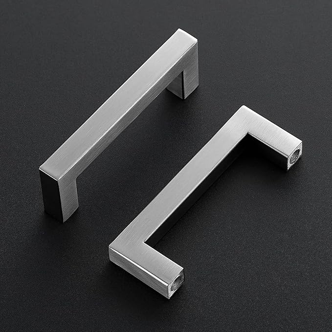 Ravinte 10 Pack Brushed Nickel Kitchen Cabinet Handles 3-1/2 Inch Cabinet Pulls Square Kitchen Hardware for Cabinet Drawer Pulls Drawer Handles Come with Screwdriver
