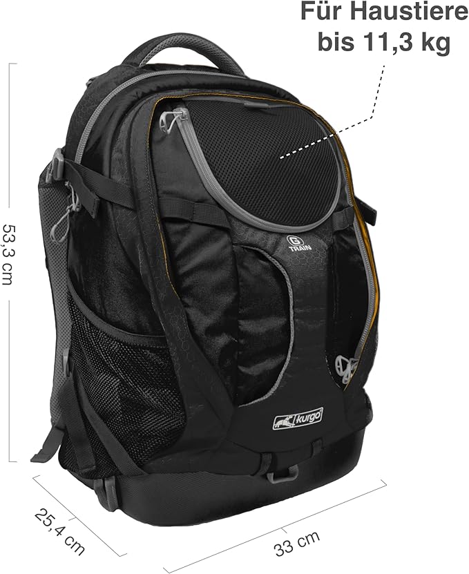 Kurgo G-Train Dog Carrier Backpack for Small Pets Up to 25 Lbs, TSA & Airline Approved, Navy Blue-Mewly Pet