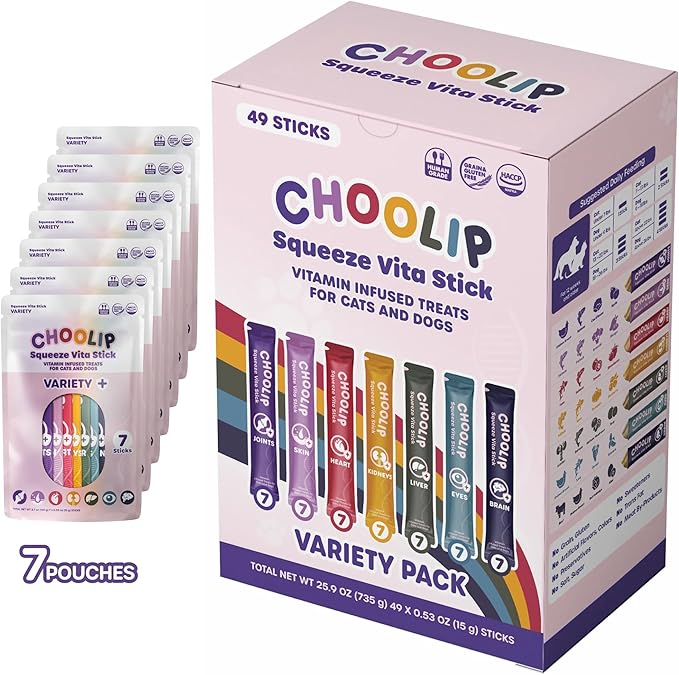 Bundle | Berry Good Milk 10pk Vitamin-Infused + 49 Variety Squeeze Vita Sticks with Essential multivitamins [Both Products are for Cats & Dogs of All Life Stages]-Mewly Pet