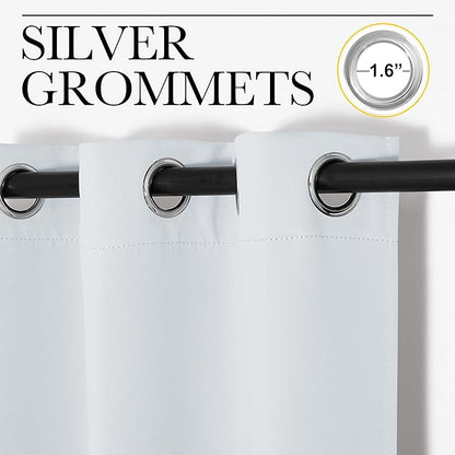 NICETOWN Room Darkening Curtain Panels for Bedroom, Easy-Care Solid Thermal Insulated Grommet Room Darkening Draperies/Drapes (Greyish White, 2 Panels, 34 by 54)