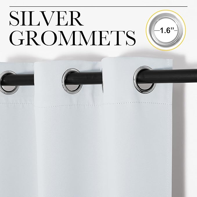 NICETOWN Room Darkening Curtain Panels for Bedroom, Easy-Care Solid Thermal Insulated Grommet Room Darkening Draperies/Drapes (Greyish White, 2 Panels, 42 by 48)