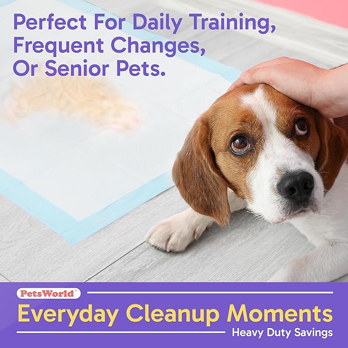 PETSWORLD Puppy Pads, 23x36 Inch, 600 Count - Puppy Pee Pads for Dogs, Tear Resistant, Economy Value, Super-Absorbent Polymer Gel Core, Perfect for Puppies, Smaller Dogs-Mewly Pet