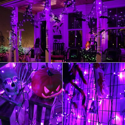 ODEETRONIC Purple Halloween Lights, 98.4ft 300 LED Purple String Lights, 8 Modes Halloween Light String Connectable, Plug in Twinkle Fairy Light Waterproof for Outdoor Holiday Party Home Tree Decor