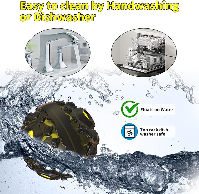 Dog Ball for Aggressive Chewers - Interactive Dog Toy Balls Fun Squeaky Sound to Keep Them Busy, Durable for Small Medium Large Breeds, Rubber Pet Chew Toys, As Seen on TV, Black & Yellow-Mewly Pet