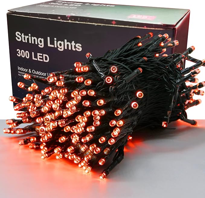 300 LED Halloween Lights, 98.5FT Halloween String Lights with 8 Lighting Modes, Waterproof & Connectable Mini Light, Plug in for Indoor Outdoor Holiday Christmas Party Bedroom Decorations (Orange)