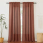 RYB HOME Linen Curtains 95 inches Long, Airy Breathable Absorbent Curtains & Drapes, Light Filter Half Privacy Protect for Sliding Door, Doorway, Living Room, Nursery, Wide 52", 2 Panels, Terracotta