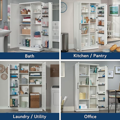 Sauder HomePlus Kitchen Storage Pantry Cabinet with Swing Door Storage and Adjustable Shelves, in Soft White finish