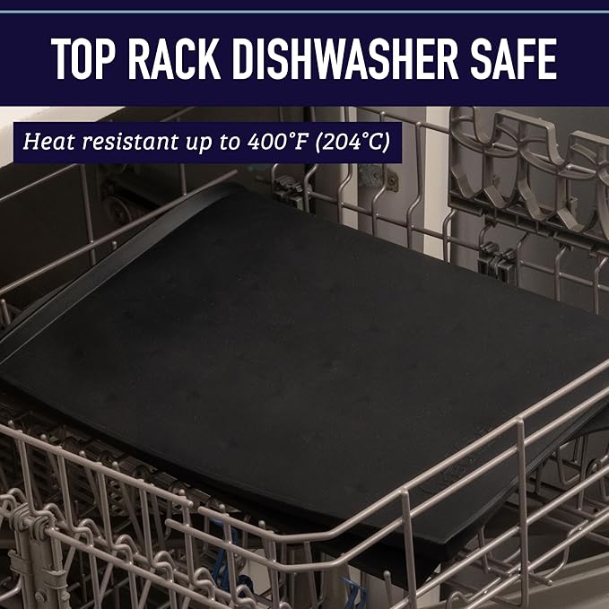 Leash Boss Dog Food Mat for Food and Water Bowls, Waterproof Silicone Pet Feeding Mat for Floors, Extra Tall Raised Edges, Cat and Dog Placemat for Floors, Dishwasher Safe (XXL: 30" x 22" - Black)-Mewly Pet