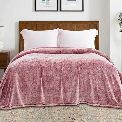 Exclusivo Mezcla Plush Fuzzy Fleece Throw Blanket Extra Large, Super Soft, Fluffy and Warm Blankets for Couch, Bed, Suitable for All Seasons (50x70 Inches, Mixed Deep Red)