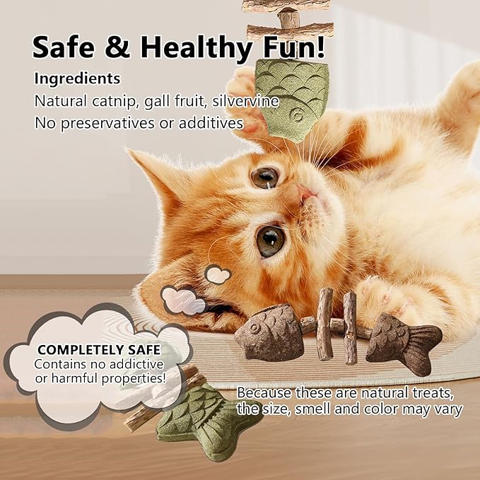 3 Pack Catnip Toys, Healthy Cat & Kitten Teeth Cleaning Dental Chew Toy, Contain Catnip, Natural Silvervine, and Gall Fruit, Interactive Cat Toys for Indoor Cats, are Edible for All Cats Breeds-Mewly Pet