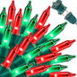 LAMPHOME Super-Bright Extendable Christmas Lights Decoration 100 Lights 19.6ft UL Certified Mini Bulb String Lights for Outdoor Christmas Tree Garden Party Patio Garland Decor (Red+Green)