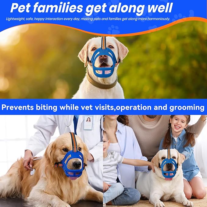Dog Muzzle, Basket Muzzle for Small Medium Large Dogs, Anti-Biting and Chewing, Lightweight & Sturdy Cage Design, Allows Panting & Drinking, Ideal for Grooming & Training（Blue Size S）-Mewly Pet