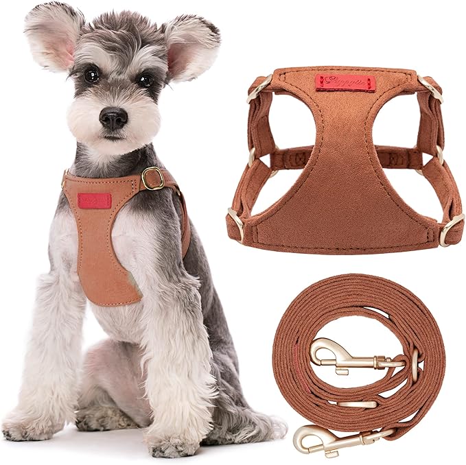 Puppytie No Pull Dog Harness with Multifunction Dog Leash,Soft Adjustable No Choke Escape Proof Pet Harness Vest for Medium Dogs or Large Dogs,Brown Caramel,M-Mewly Pet