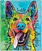 Dawhud Direct Dean Russo - Colorful German Shepherd Fleece Blanket, Queen Size -Super Soft Plush Blanket for Adults and Kids, Machine Washable - Ideal for Dog Lovers and as a Gift - 75 x 90 in