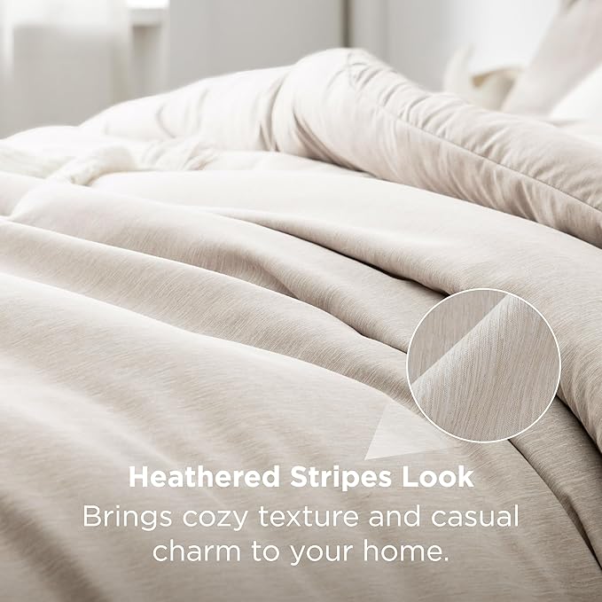 Bedsure Oversized Queen Comforter Set - Beige Soft Bedding for All Seasons, Cationic Dyed Bed Set, 3 Pieces, 1 Oversized Queen Size Comforter (98"x98") and 2 Pillow Shams (20"x26"+2")