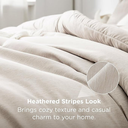 Bedsure Twin/Twin XL Comforter Set - Beige Soft Bedding for All Seasons, Cationic Dyed Bed Set, 2 Pieces, 1 Twin Size Comforter (68"x88") and 1 Pillow Sham (20"x26"+2")