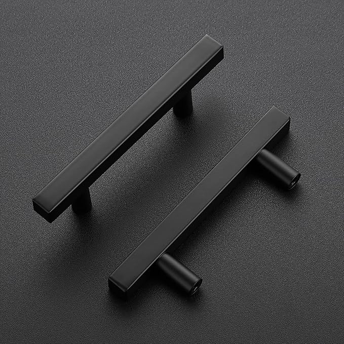 Ravinte 15 Pack Matte Black Cabinet Pulls Slim Kitchen Cabinet Handles 3 inch Hole Center Drawer Pulls Kitchen Drawer Handles Square Hardware Cupboard Hardware