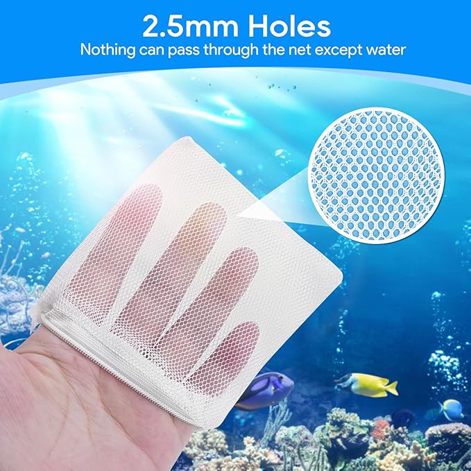 Aquarium Filter Media Bags for Aquarium with Zipper, Fine Mesh Bag Reusable Strong Polyester for Activated Carbon, Bio Filter Balls, Ceramic Rings, Filter Stones, White 10PCS 3.93" x 3.93"-Mewly Pet