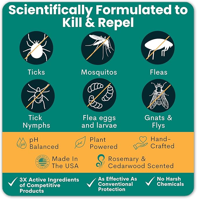 Trail Guard Natural Extra Strength Insect, Flea and Tick Spray for Dogs, Cats, People & Home (2Pack 4oz, Cedarwood & Rosemary)-Mewly Pet