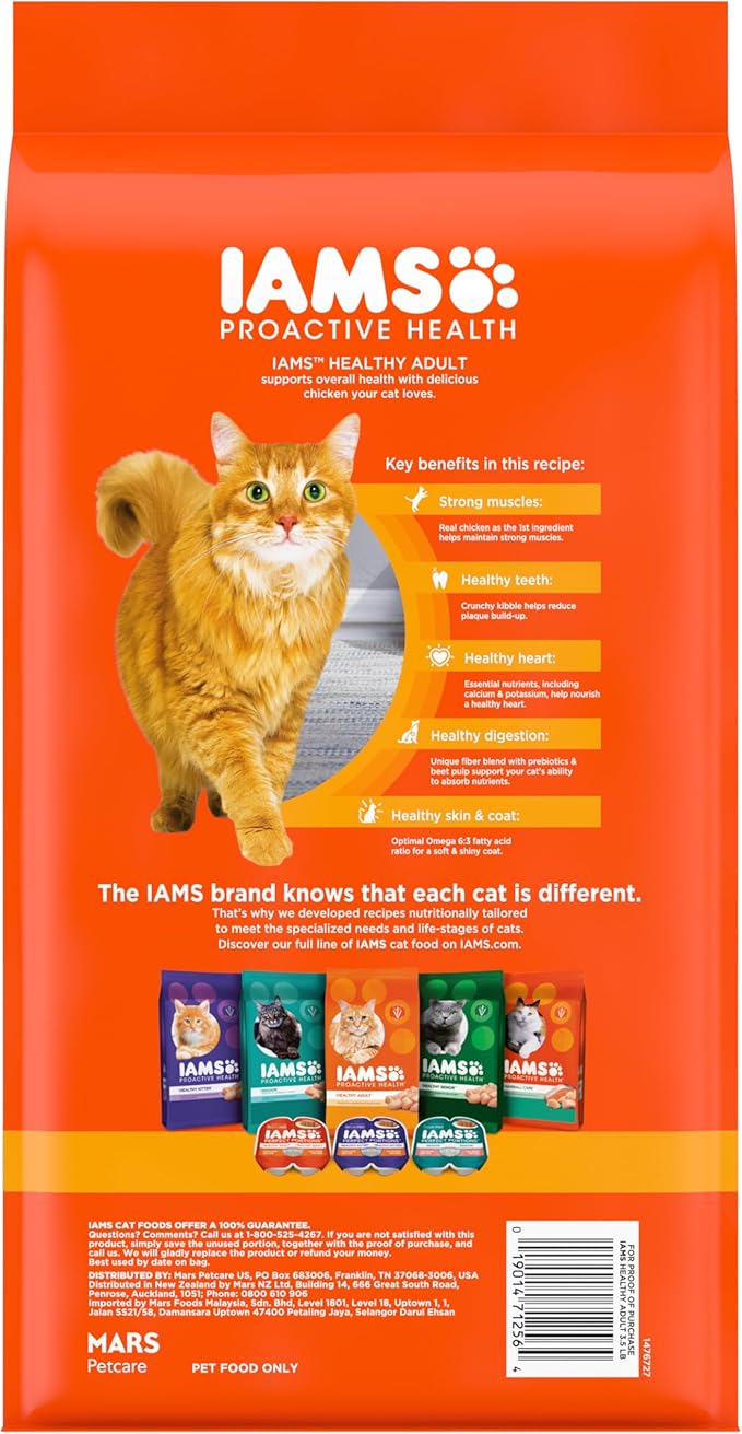 IAMS Proactive Health Adult Healthy Dry Cat Food with Chicken, 3.5 lb. Bag-Mewly Pet