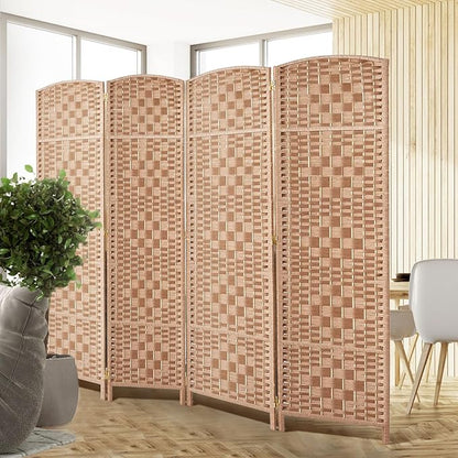 Rose Home Fashion 6 ft Tall Room Divider, Room Dividers and Folding Privacy Screens, 15.7in Privacy Screen 4 Panel Partition Temporary Wall Separation for Private, Natural