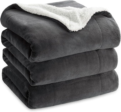 Bedsure GentleSoft Sherpa Fleece Blankets King Size for Bed - Thick and Warm Throw for Women and Men, Soft Fuzzy Plush King Blanket for Winter, Charcoal, 108x90 Inches