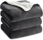 Bedsure GentleSoft Sherpa Fleece Blankets King Size for Bed - Thick and Warm Throw for Women and Men, Soft Fuzzy Plush King Blanket for Winter, Charcoal, 108x90 Inches