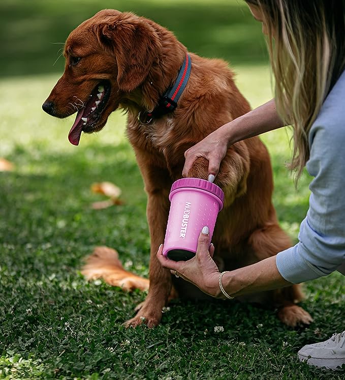 Dexas MudBuster Portable Dog Paw Washer/Paw Cleaner, Medium, Fuchsia-Mewly Pet