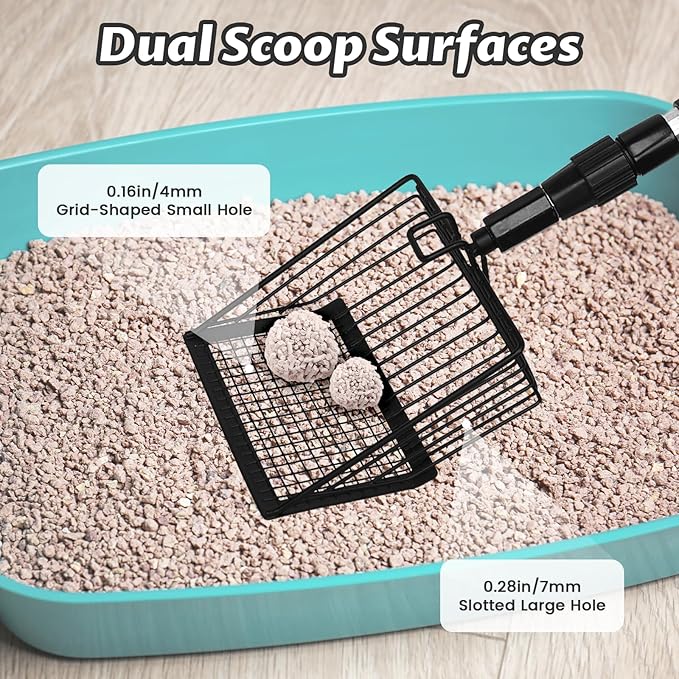 Metal Large Chicken Poop Scooper,3-in-1 Detachable Chicken Coop Scoop with Stainless Steel Telescopic Handle(22-41.9in),Multifunctional Metal Litter Scoop for Pooper Scooper-Mewly Pet