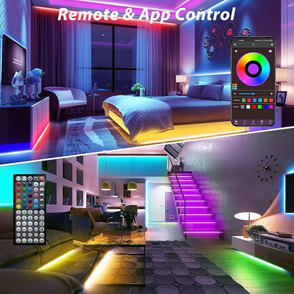 Led Lights for Bedroom 300ft Music Sync Color Changing Led Strip Lights with 60 Key Remote and App Control RGB Led Light Strip for Home Party Room Decoration