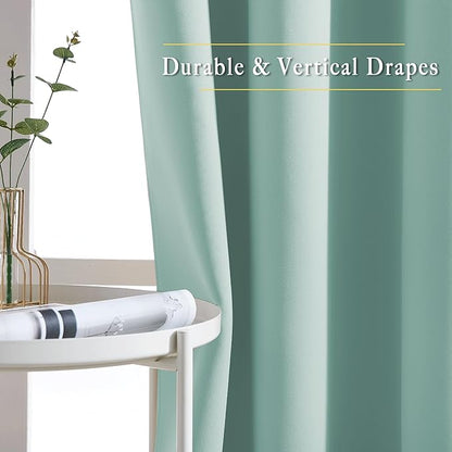 NICETOWN Aqua Blue Bedroom Curtains 72 inches Long, Grommet Blackout Thermal Insulated Window Treatment Room Darkening for Bedroom/Home Office, 2 Panels, W37 x L72