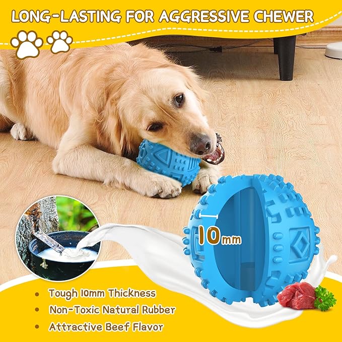 LEGEND SANDY Dog Balls Treat Dispensing Dog Toys for Aggressive Chewers Large Breed, Nearly Indestructible Squeaky Puppy Chew Toys for LargeBreeds, Natural Rubber Doggie Puzzle Toys, Pet Treat Ball-Mewly Pet