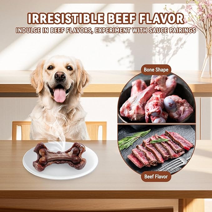 Magicorange Tough Dog Toys, Chew Toys for Aggressive Chewers, Dog Bone Toy Nylon Almost Indestructible Dogs Toy for Teeth Cleaning and Training (Brown)-Mewly Pet