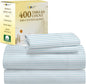 California Design Den Full Size Bed Sheets Set - 400 Thread Count Sateen, Natural 100% Cotton Sheets, Deep Pocket Cooling and Durable Bedding Set - Cape Stripe