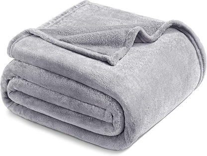 Exclusivo Mezcla Fleece Blanket Twin Size for Bed, Super Soft and Warm, All Season Use, Cozy, Plush, Lightweight, 60x80 Inches Light Grey