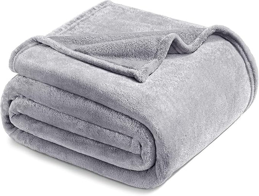 Exclusivo Mezcla Fleece Blanket Twin Size for Bed, Super Soft and Warm, All Season Use, Cozy, Plush, Lightweight, 60x80 Inches Light Grey