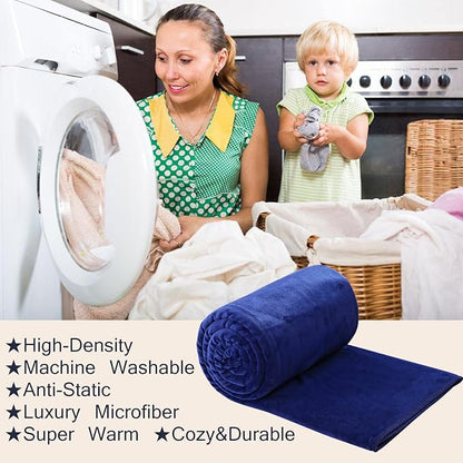Soft King Size Blanket All Season Warm Fuzzy Microplush Lightweight Thermal Fleece Blankets for Couch Bed Sofa,90x108 Inches,Royal Blue