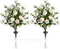 36''Artificial Camellia Tree, 2 Pack Soil Insertion w/Spike,Flower Plants, Faux Floral Plant Blooming Tree in Cement Pot, Greenery Potted Plant for Indoor Outdoor Office Home Porch Decor