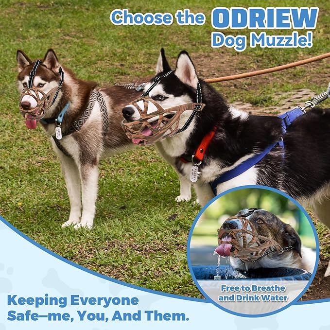 Dog Muzzle for Large Dogs, Breathable Basket Muzzles for Small, Medium and X-Large Aggressive Dog, Allows Panting Drinking, Suitable for Grooming Trimming Training (Camouflage Brown, L)-Mewly Pet