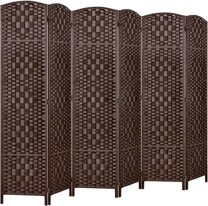 Rose Home Fashion Room Divider, 6 ft Tall Room Dividers and Folding Privacy Screens, 16in Privacy Screen 6 Panel Brown Space Temporary Wall Foldable Partition Separation