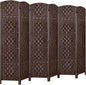 Rose Home Fashion Room Divider, 6 ft Tall Room Dividers and Folding Privacy Screens, 16in Privacy Screen 6 Panel Brown Space Temporary Wall Foldable Partition Separation