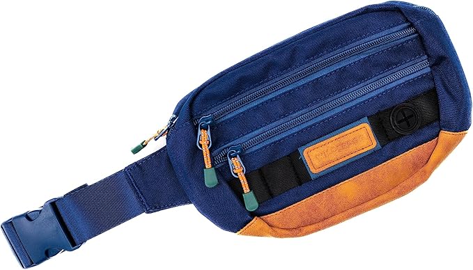 Wilderdog Utility Fanny Pack stores Treats, Balls, Keys in 3 Pockets with adjustable strap and Poop Bag dispenser (Pacific Blue)-Mewly Pet